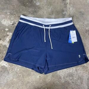 NWT Free Country Board Shorts Women's  Size 2X Navy/White Drawstring Swim Trunks